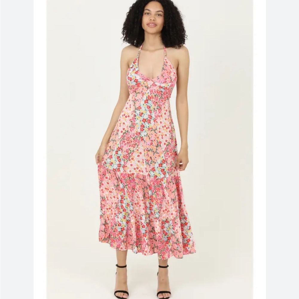 Halter top Floral Midi Dress